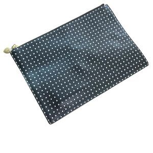 Fossil Heart Print Leather Clutch Pouch Kindle IPAD Unisex Zip Up 8x11 Black EUC